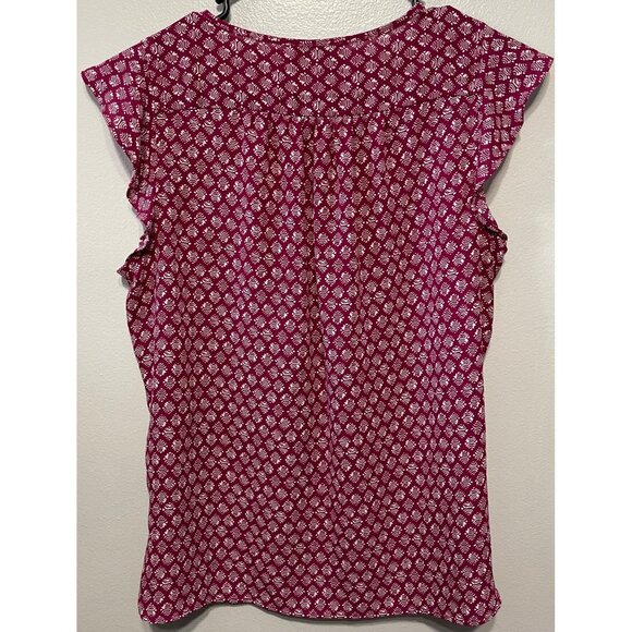 LOFT Petites Raspberry Ruffle Sleeve Blouse MP Chic & Feminine! - Picture 4 of 6